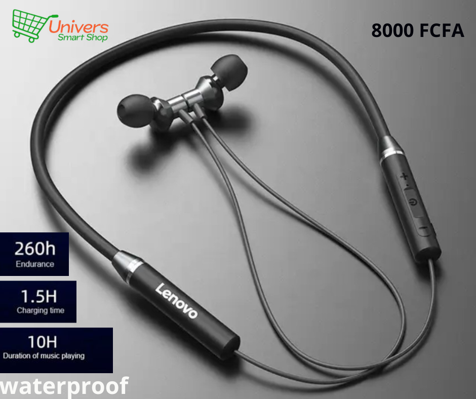 Écouteurs Bluetooth Lenovo – Autonomie 260h, Waterproof, Son HD