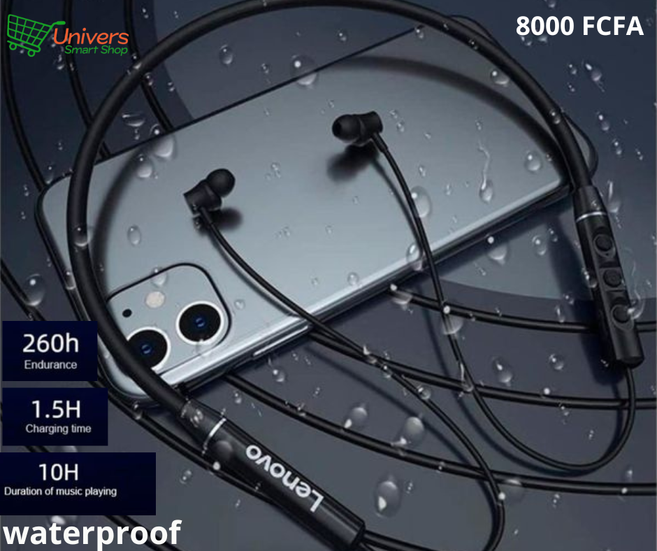 Écouteurs Bluetooth Lenovo – Autonomie 260h, Waterproof, Son HD